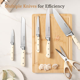 Astercook 6-piece 4.5-inch serrated steak knives for precise carving