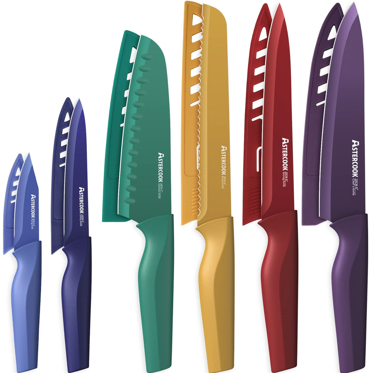Astercook 8in chef knife, color-coded for safe, precise prep.