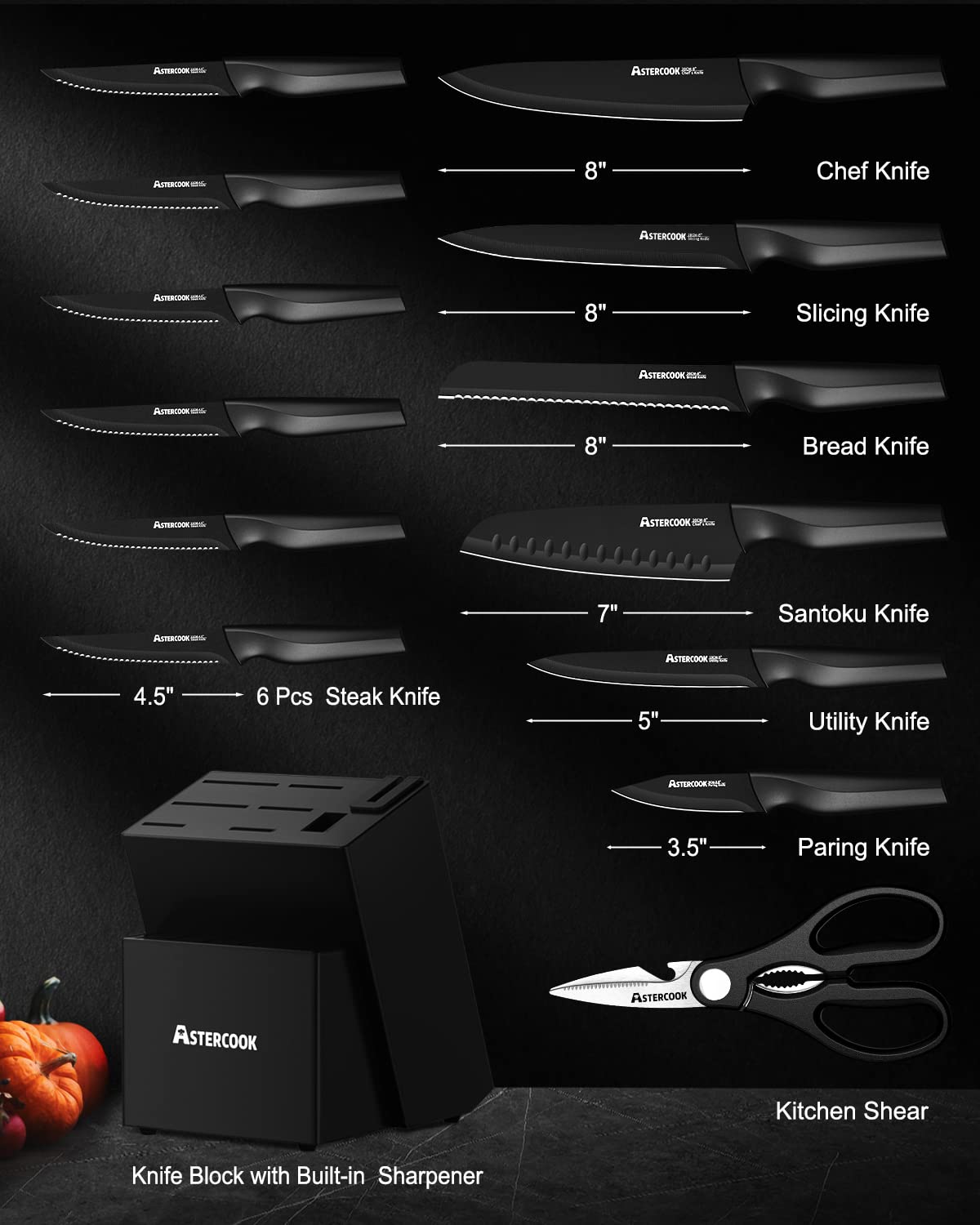 Astercook 8-inch chef knife ready for precise slicing