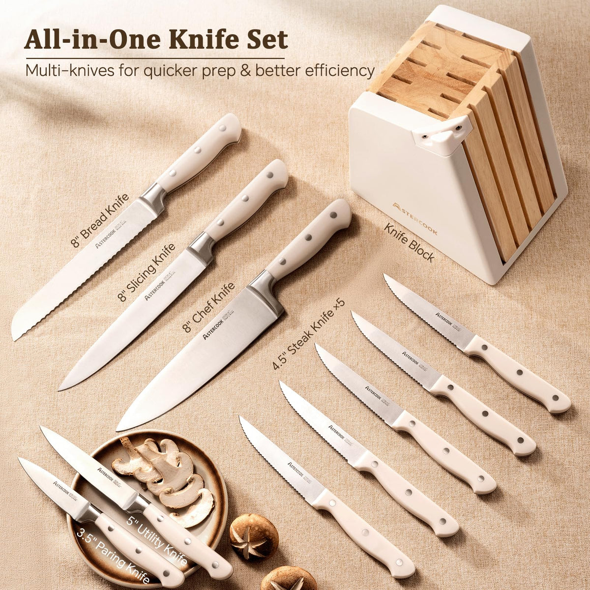 Astercook 8-inch chef knife delivers precise cuts for everyday cooking.