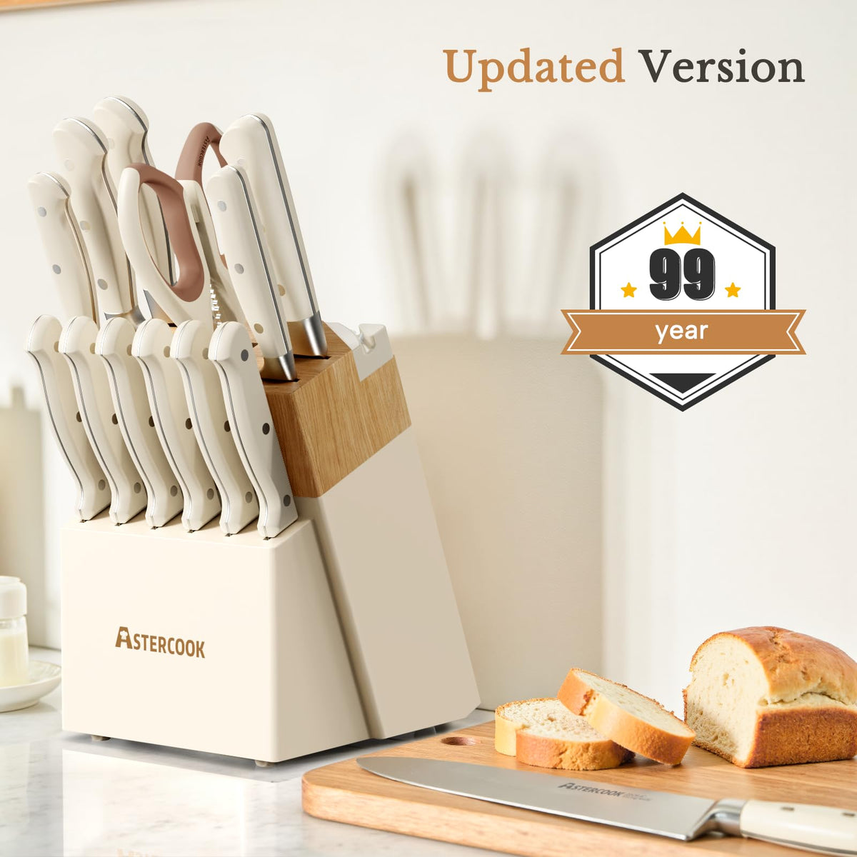 Astercook 8-inch serrated bread knife for clean cuts