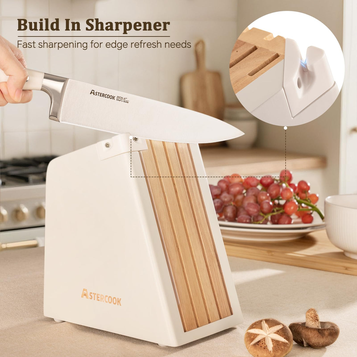 Astercook 8-inch serrated bread knife slices crusts smoothly.