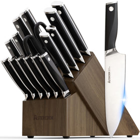 Astercook 8-inch chef knife delivers precise slicing with a razor-sharp edge.