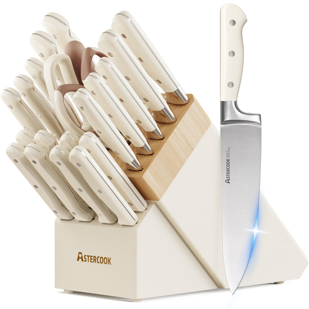 Astercook knife set block with razor-sharp blades for precise slicing