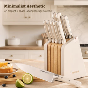 Astercook knife set full-tang ergonomic handles for confident control.