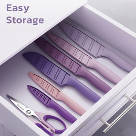 Astercook knife set kitchen shears for quick snips and openings.