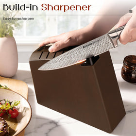 Astercook five-inch utility knife in block for quick prep tasks.