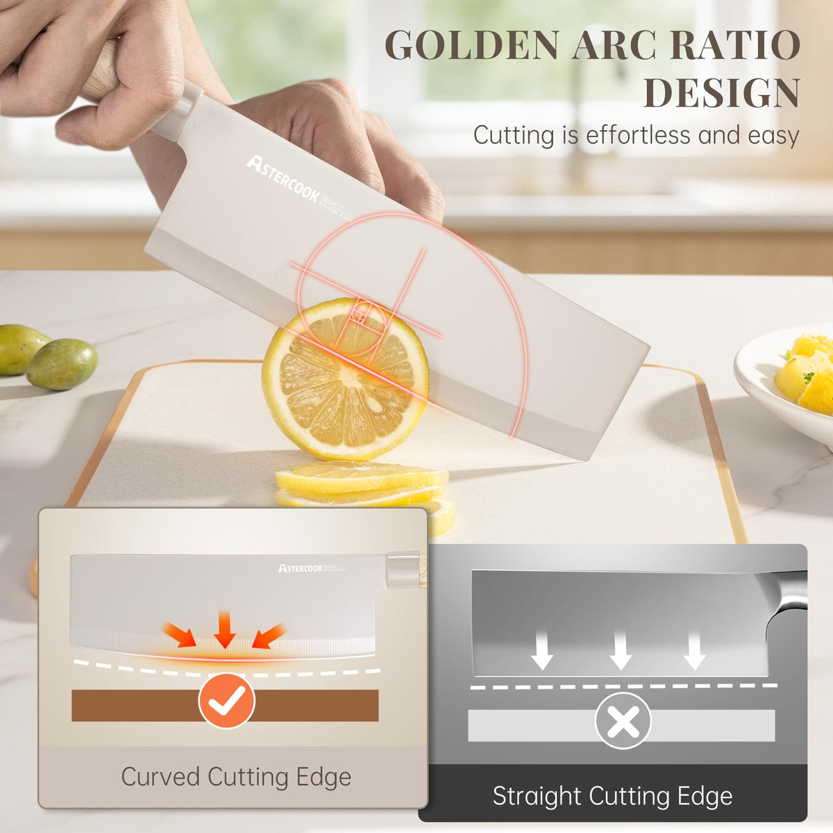 Astercook OPD non-stick coating on blades for smooth food release.