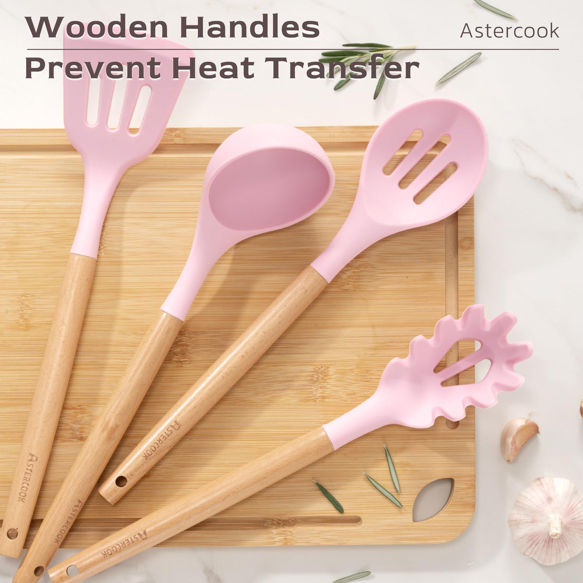Astercook soft silicone protects non-stick cookware from scratches.