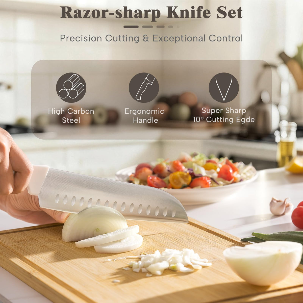 Close-up of Astercook razor-sharp blades ready for clean cuts