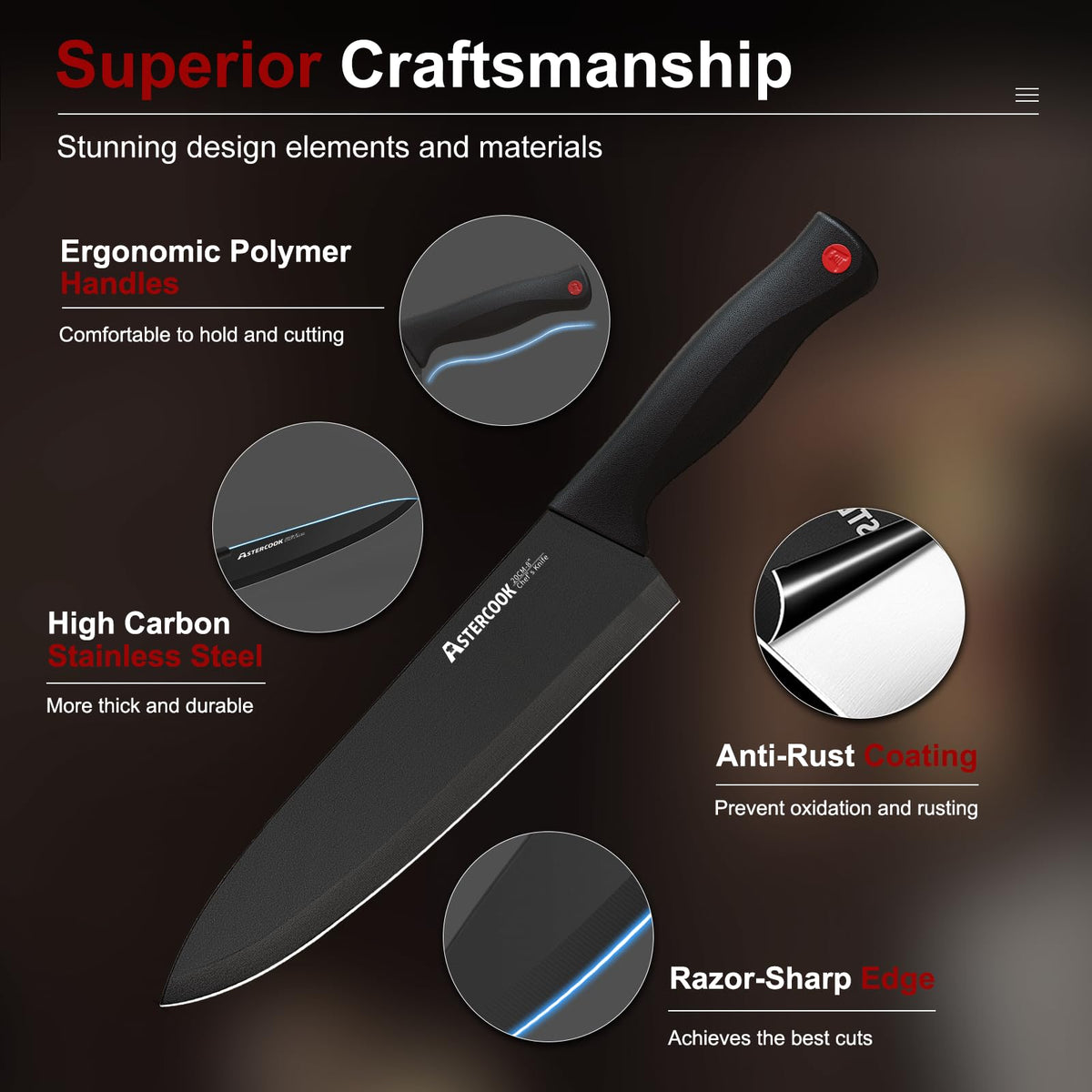 Astercook 7-inch santoku knife demonstrates versatile prep