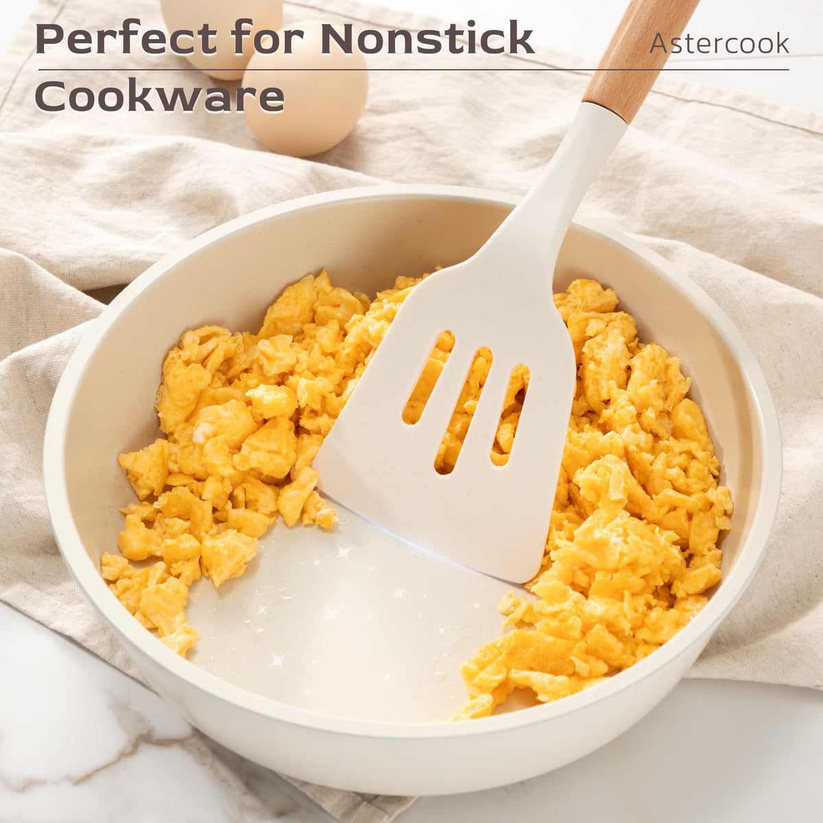 Astercook silicone ladle with wooden handle ideal for soups and stews
