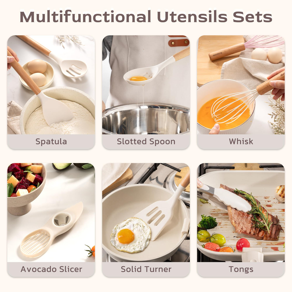 Astercook silicone pasta server with wooden handle for al dente pasta