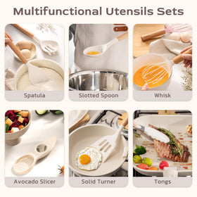 Astercook silicone pasta server with wooden handle for al dente pasta