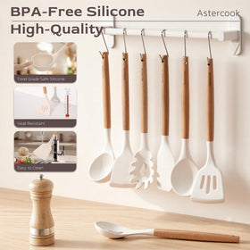 Astercook silicone whisk with wooden handle for light mixing