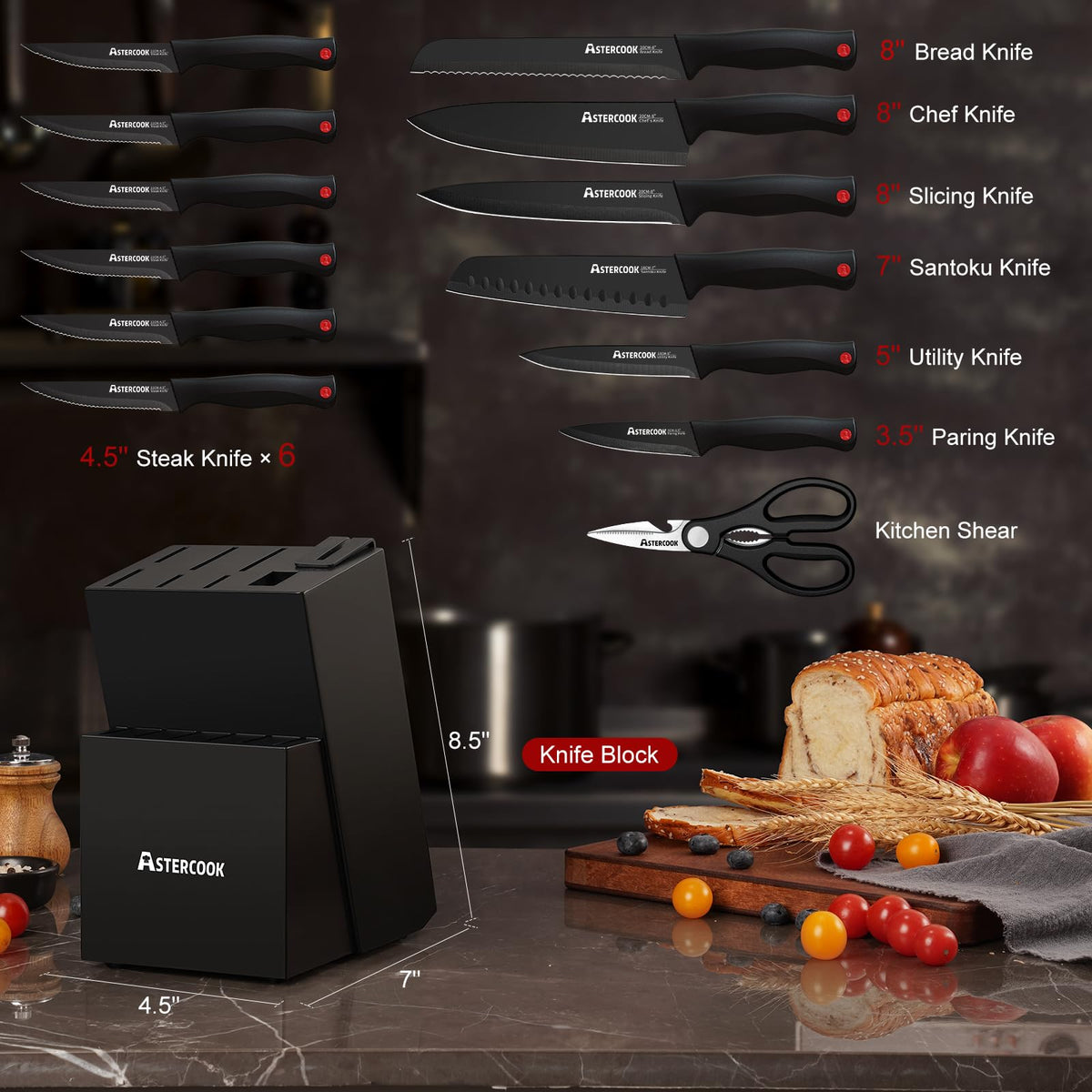 Astercook 8-inch slicing knife ready for clean, accurate cuts