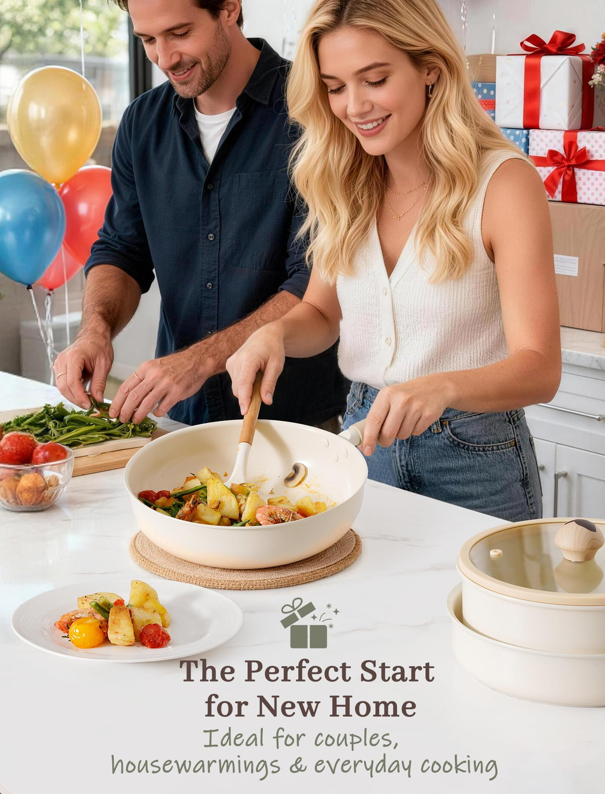 Astercook stackable design saves space in small kitchens.