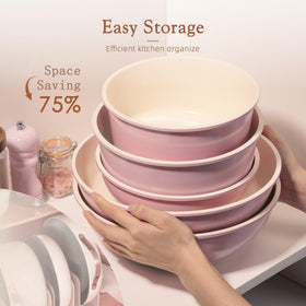 Astercook stackable design saves cabinet space and keeps kitchen organized.