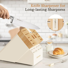 Astercook wooden block storage keeps knives secure and stylish