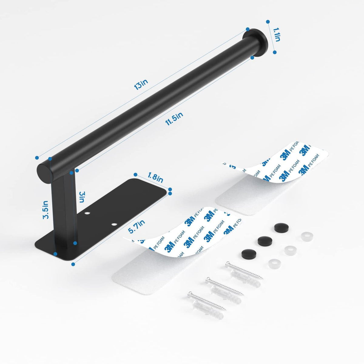 ASTOFLI paper towel holder under cabinet – adhesive installation on smooth surfaces.
