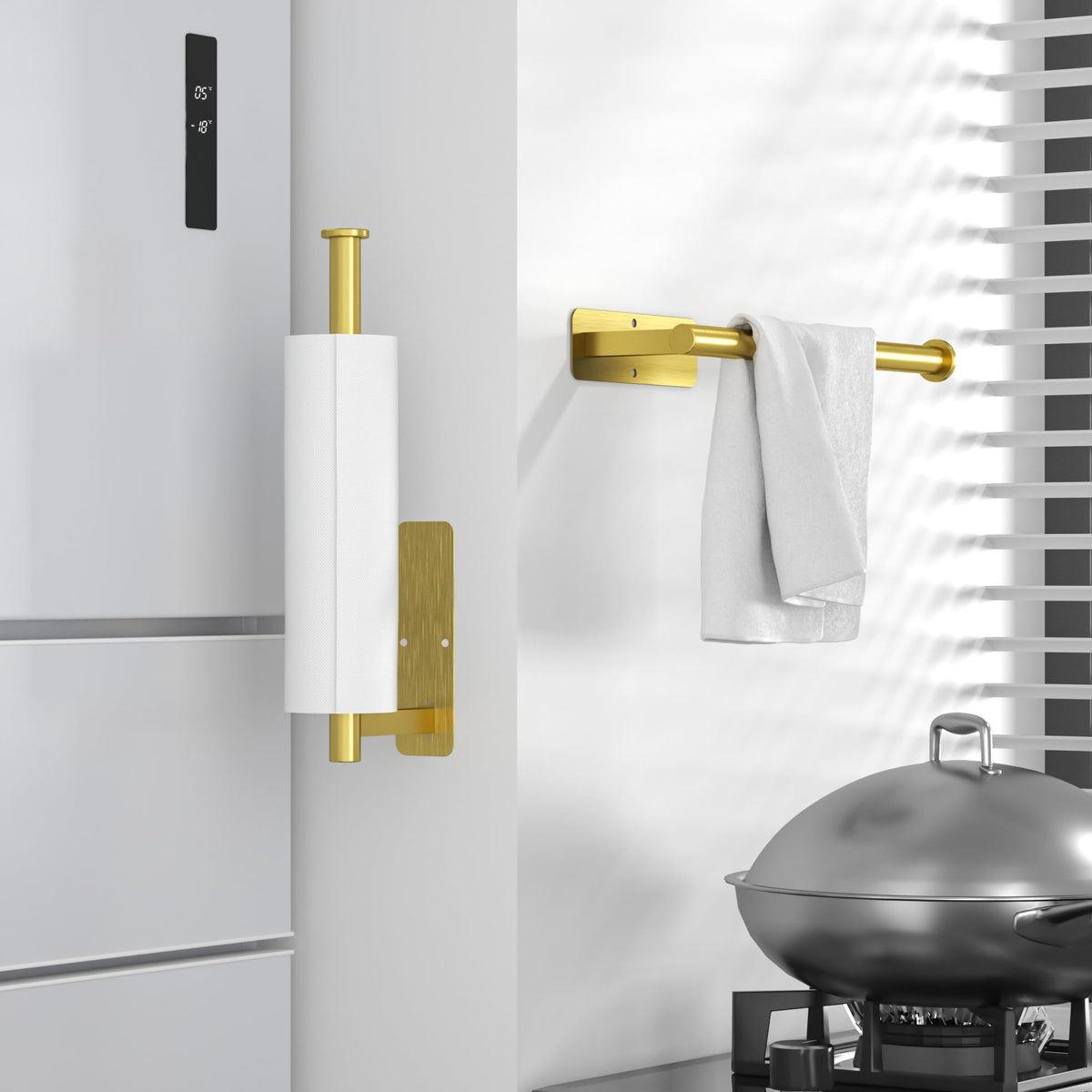 ASTOFLI under-counter napkin holder in gold brass finish for a refined touch.