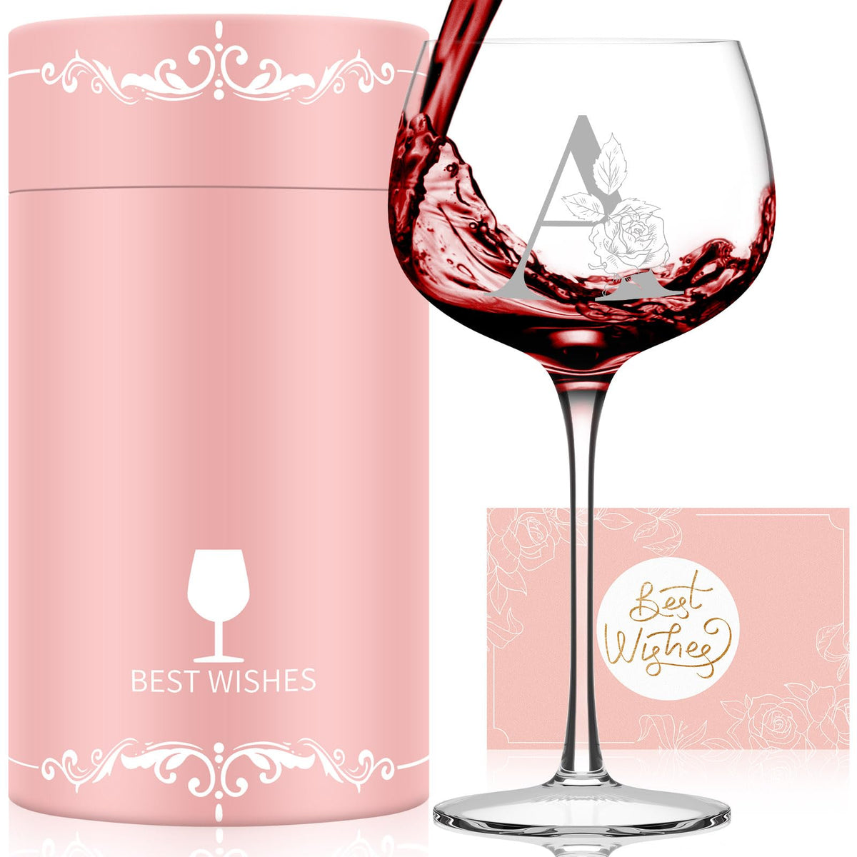 Astonlink Initial A-Z wine glass with monogram adds timeless personal touch to gifting.