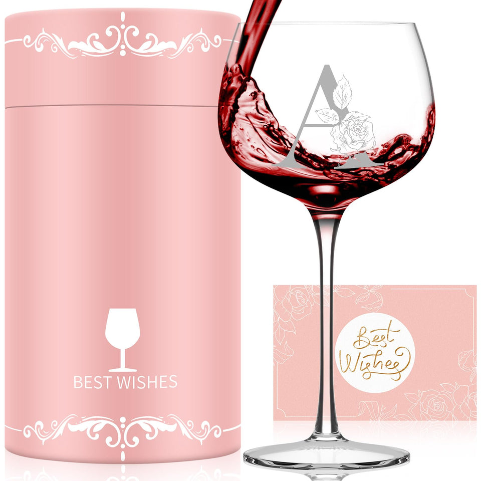 Astonlink Initial A-Z wine glass with monogram adds timeless personal touch to gifting.
