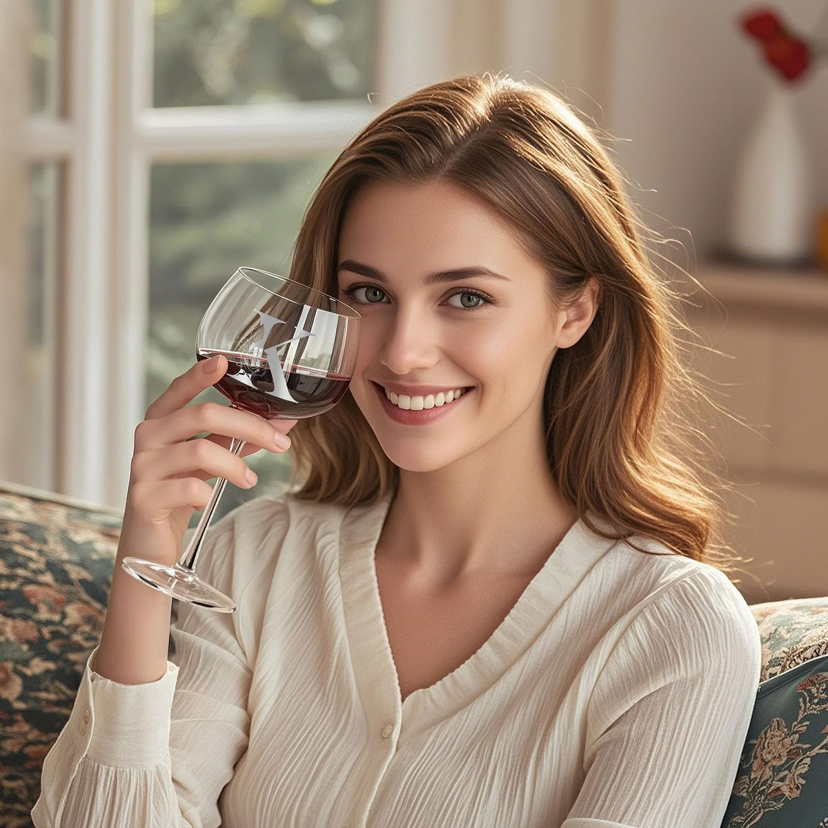 Astonlink wine glass with monogram and elegant packaging ideal for gifting.