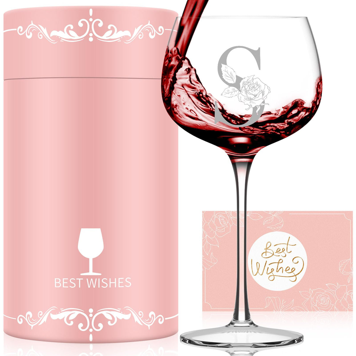 Astonlink Mothers Day monogram wine glass, personalized keepsake for mom
