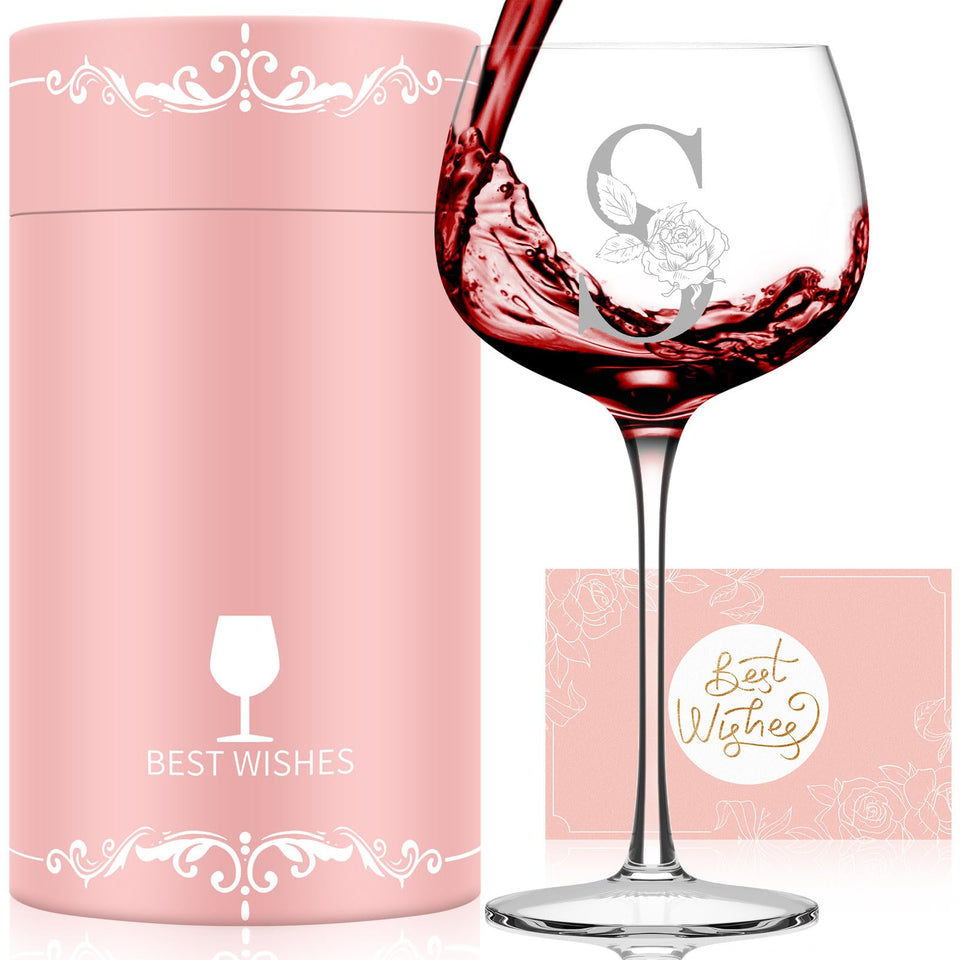 Astonlink Mothers Day monogram wine glass, personalized keepsake for mom