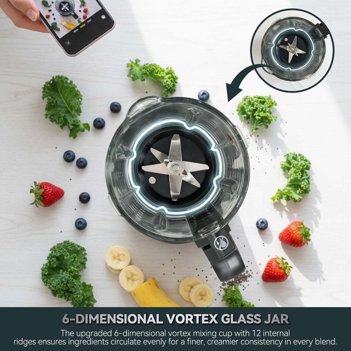 ASTRALSHIP ASH01-S glass jar with heating feature for hot blends.