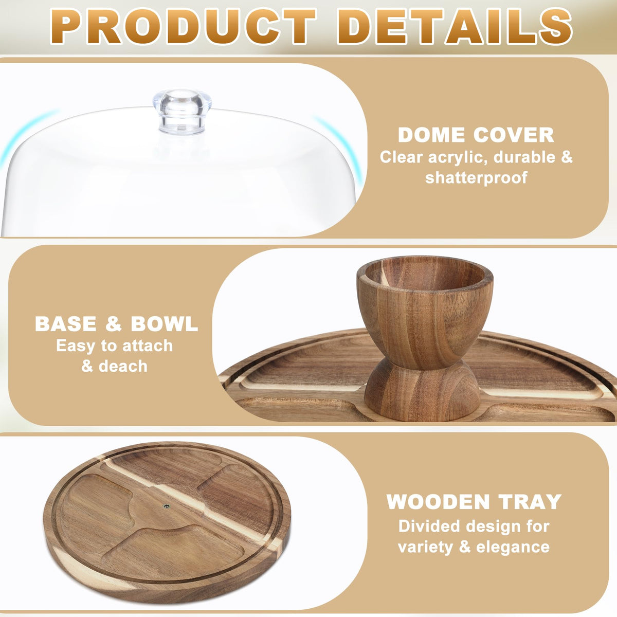 ASTROLIN acacia stand base detail highlights lightweight wobble-free stability
