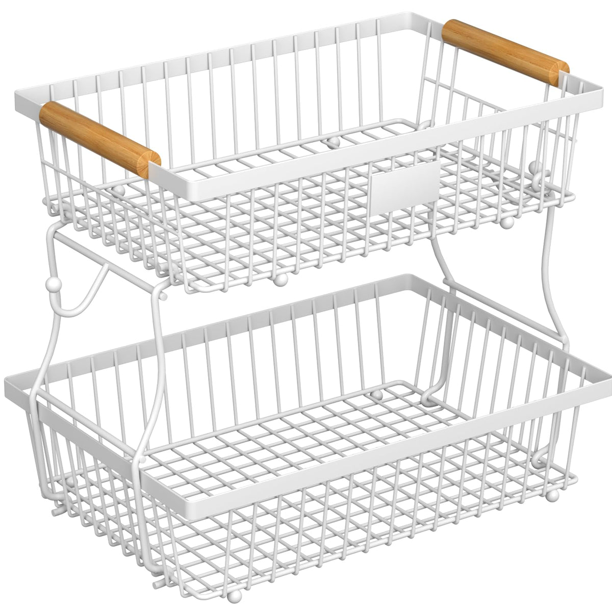 Astrorhine 2-Tier Fruit Basket front view, doubles kitchen storage for fruits and snacks.