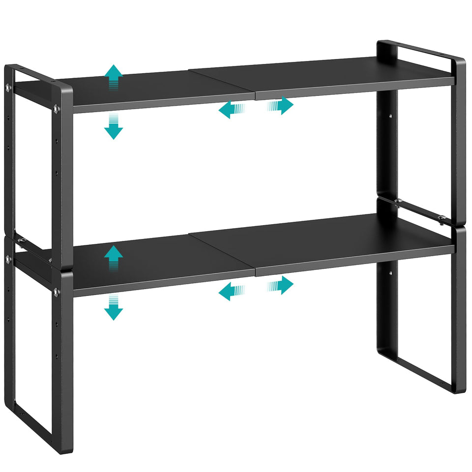 Astrorhine expandable cabinet shelf adjusts from 12.5 to 22.5 inches for flexible organization.