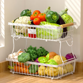 Astrorhine 2-Tier Fruit Basket with sturdy steel frame for durable use.