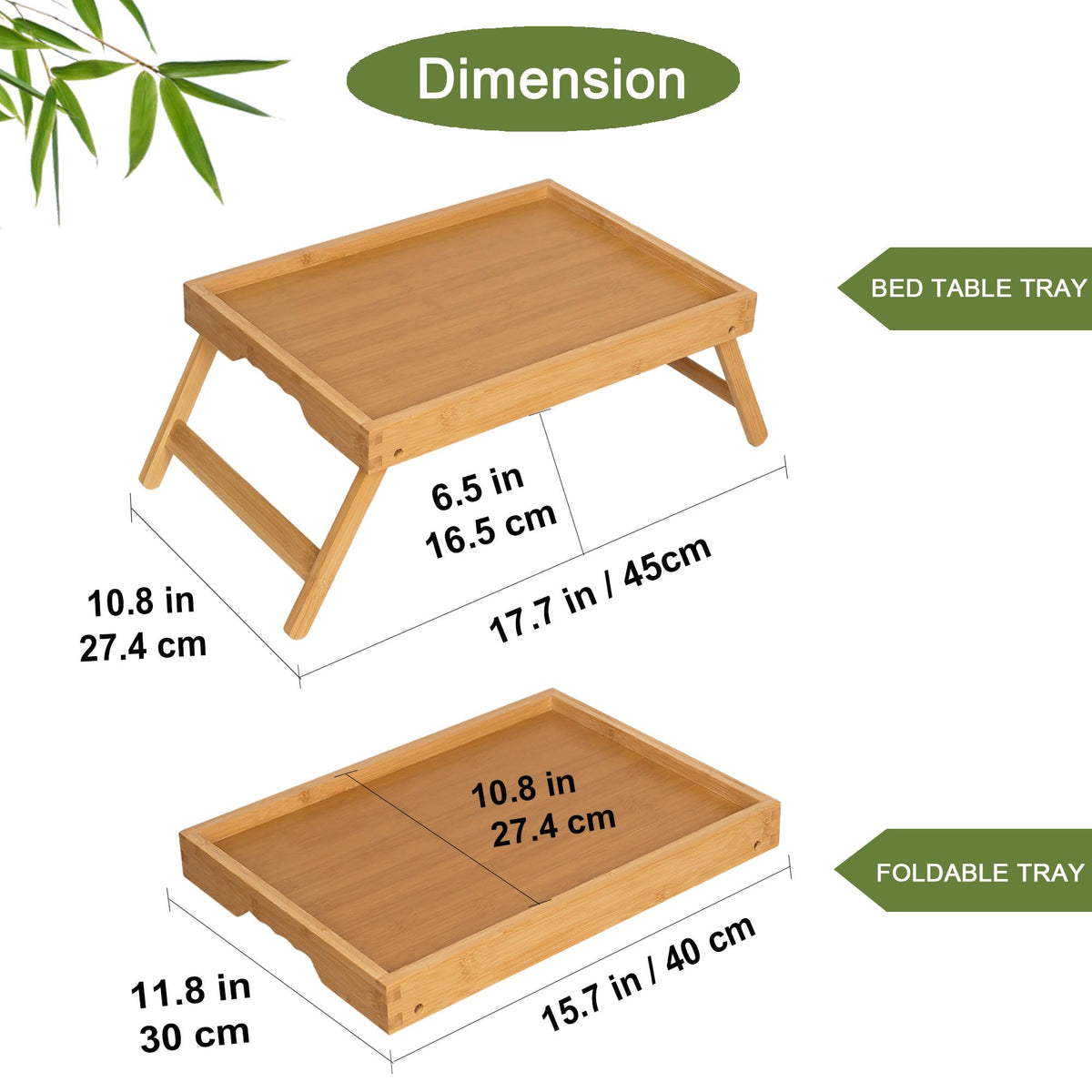 Asuthzon bamboo breakfast tray on bed for casual dining.