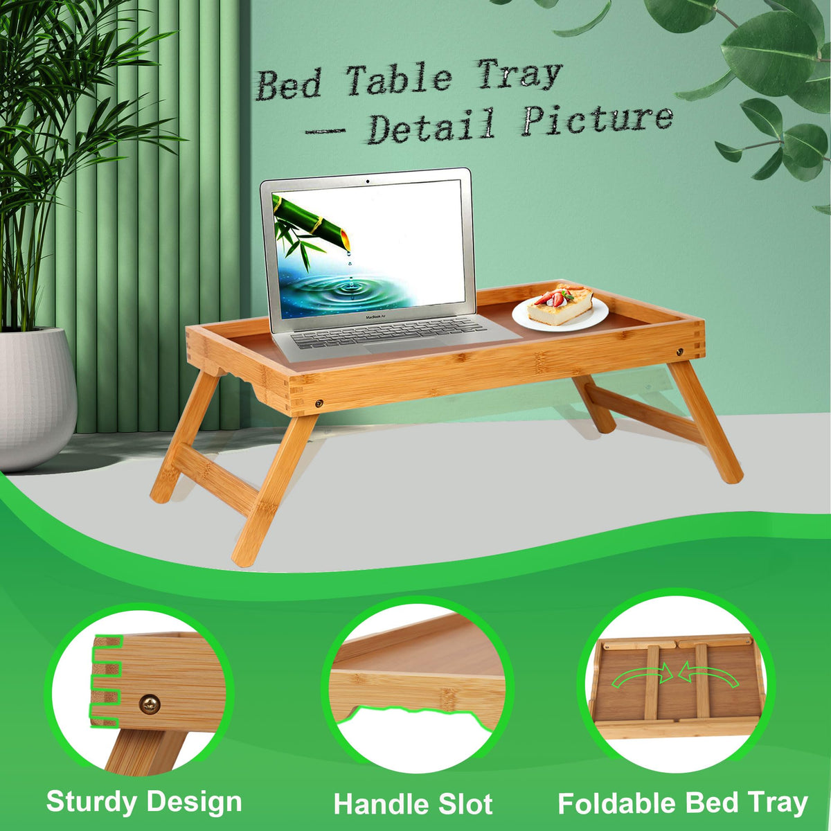 Asuthzon bed tray with curved handles for easy carrying.