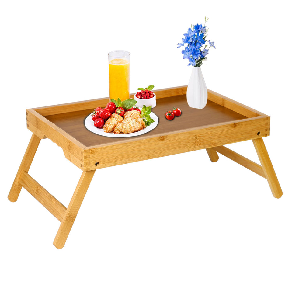 Asuthzon bed tray table with folding legs for easy bed meals.