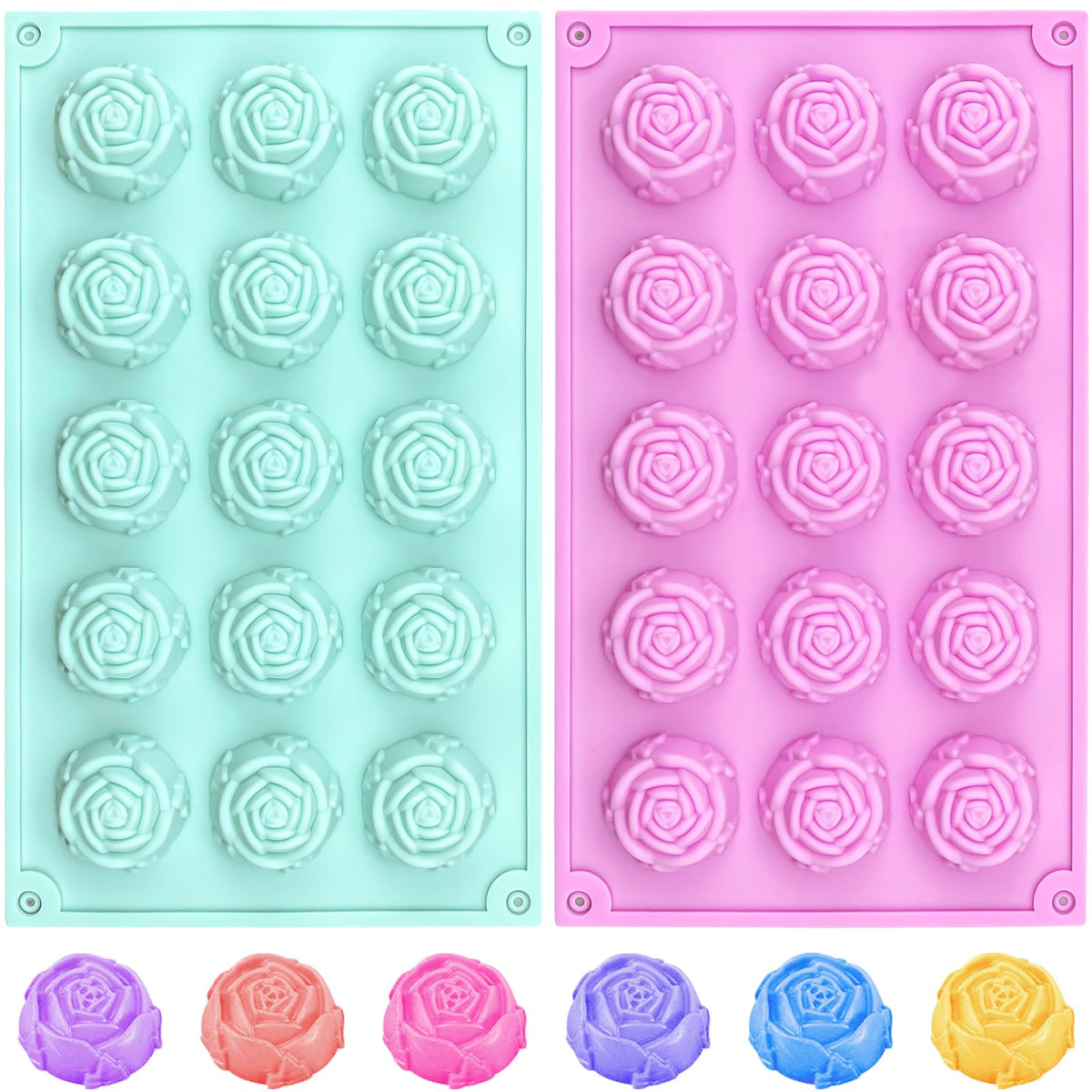 Aswewamt rose silicone fondant mold with 15 cavities for elegant cake decorations.