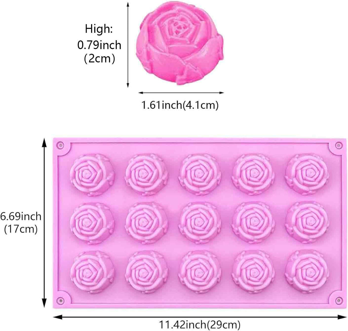 Aswewamt pink rose silicone mold, flexible and non-stick for easy chocolate shaping.