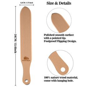 AsWeWixi wooden spatula turner for flipping delicate crepes.