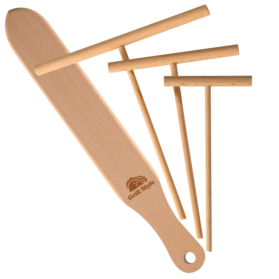 AsWeWixi crepe spreaders and spatula kit for even batter distribution.