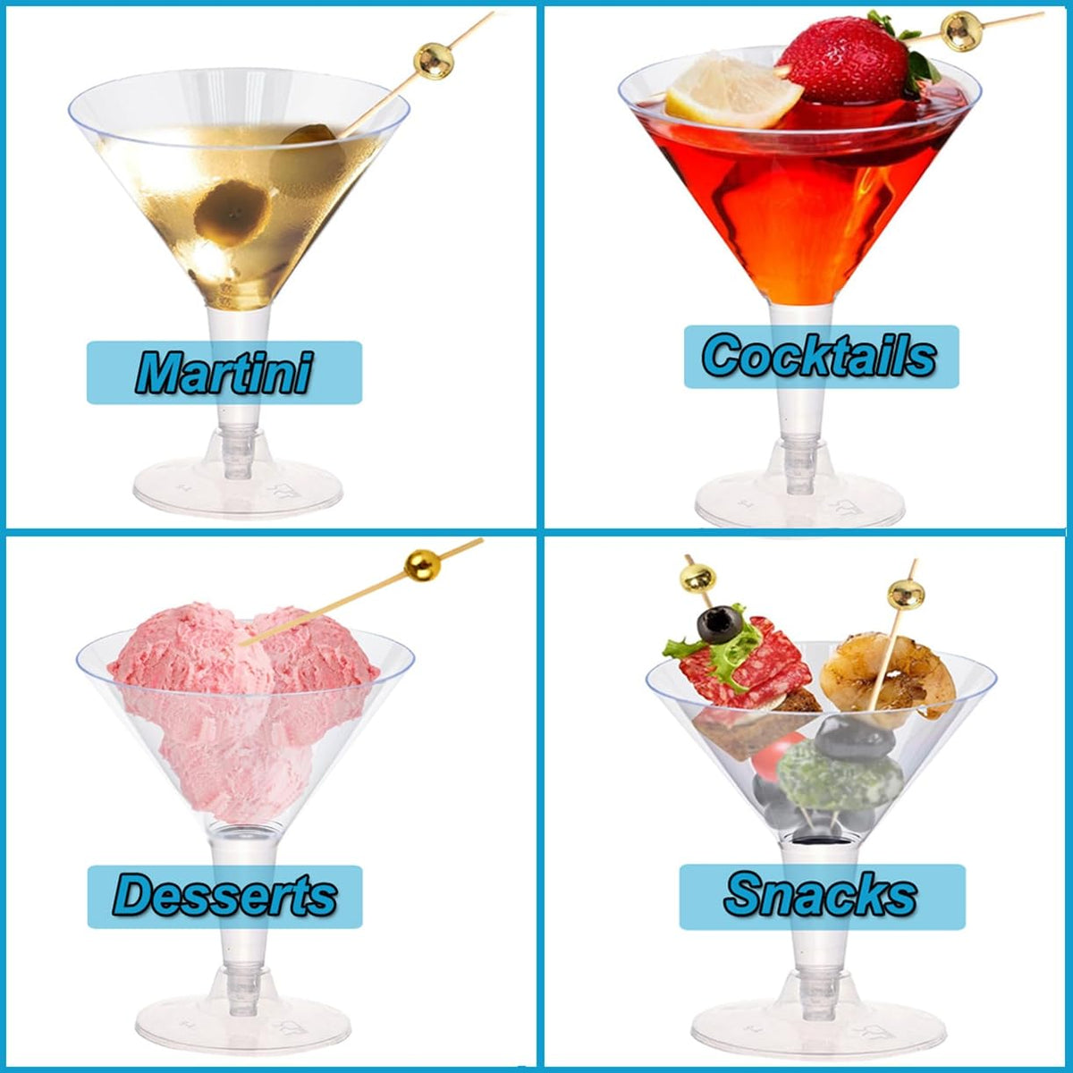 Asxtexz stackable plastic martini glasses save storage space
