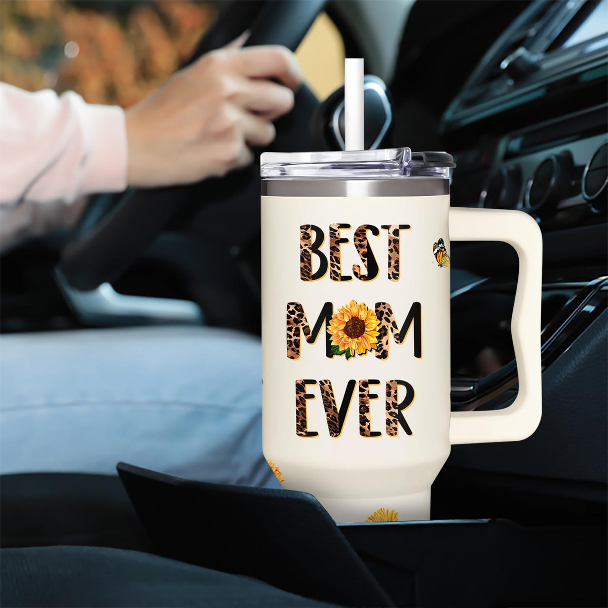 AT2Z Global 40oz tumbler fits most car cup holders for travel.