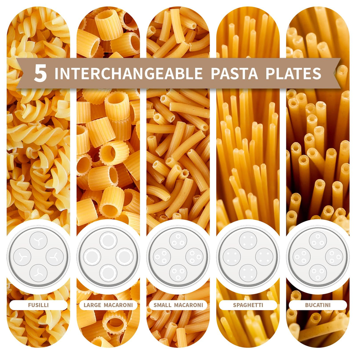Atbod Gourmet Pasta Press Fusilli Disc creates spiraled shapes
