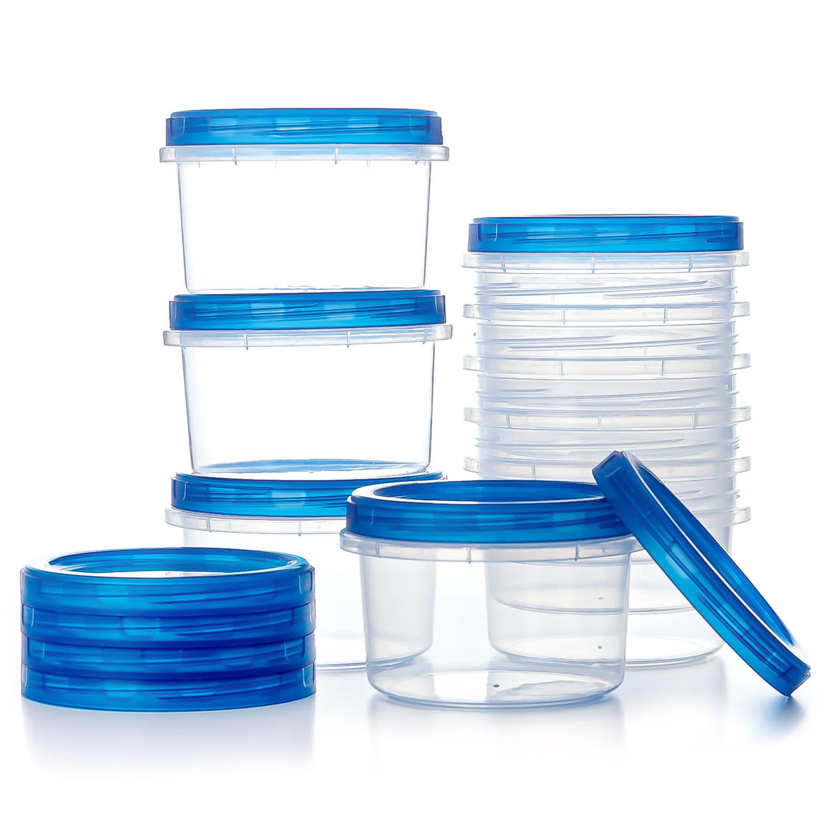 Atecare 16oz freezer container, stackable design, keeps meals organized and space-efficient.