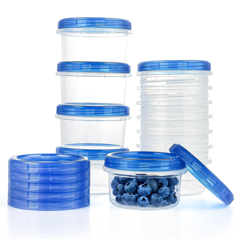 Atecare 8oz freezer container with twist-top lid for secure meal prep and storage.