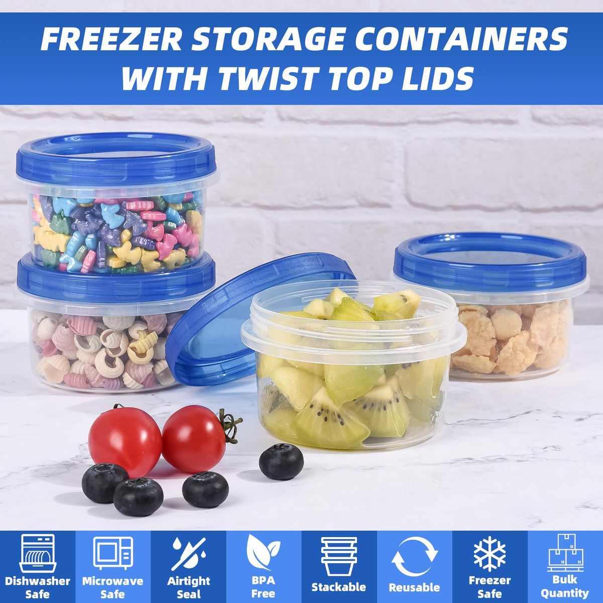 Atecare stackable freezer containers for space-saving organization.
