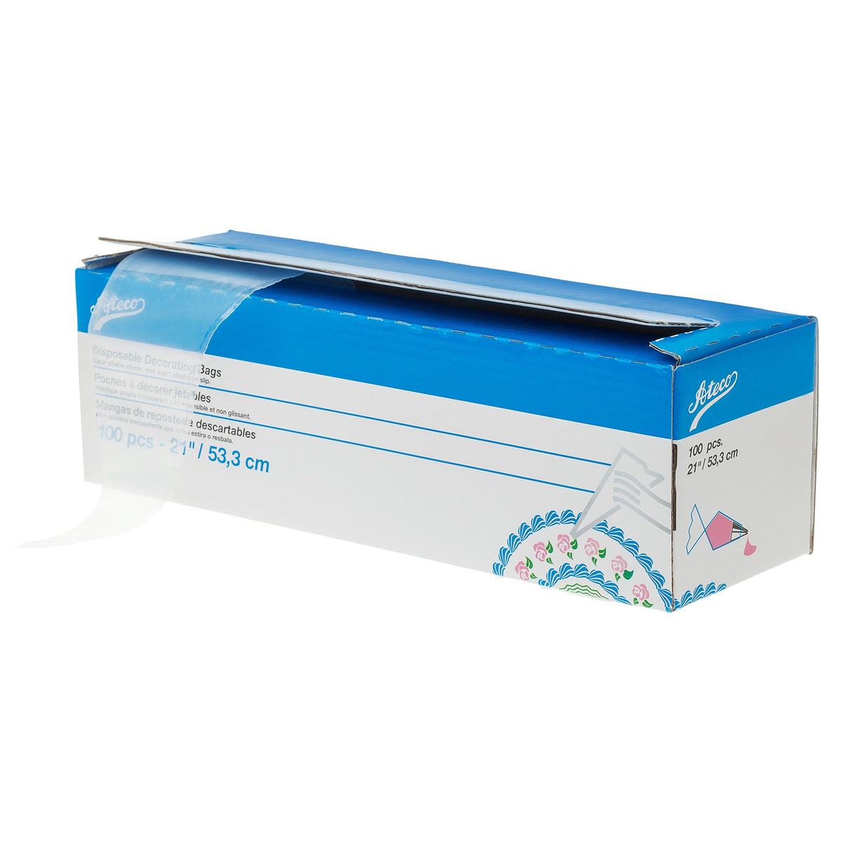 Ateco 21-inch high-grip disposable decorating bags in a roll for easy storage
