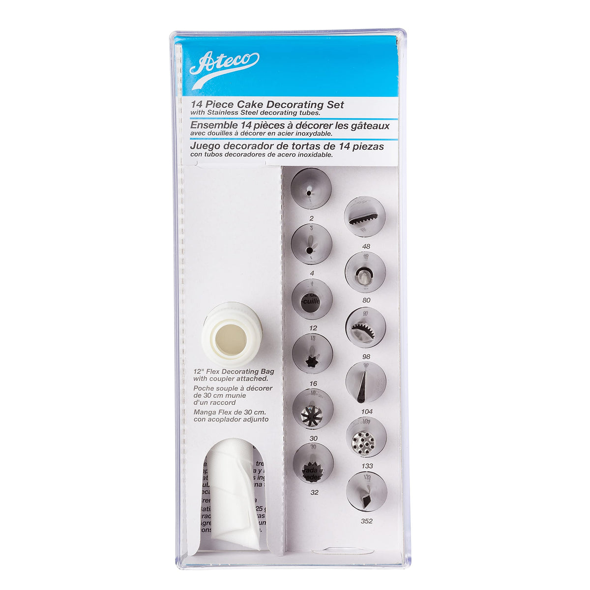 Ateco clear storage box keeps tips and bag organized after use.